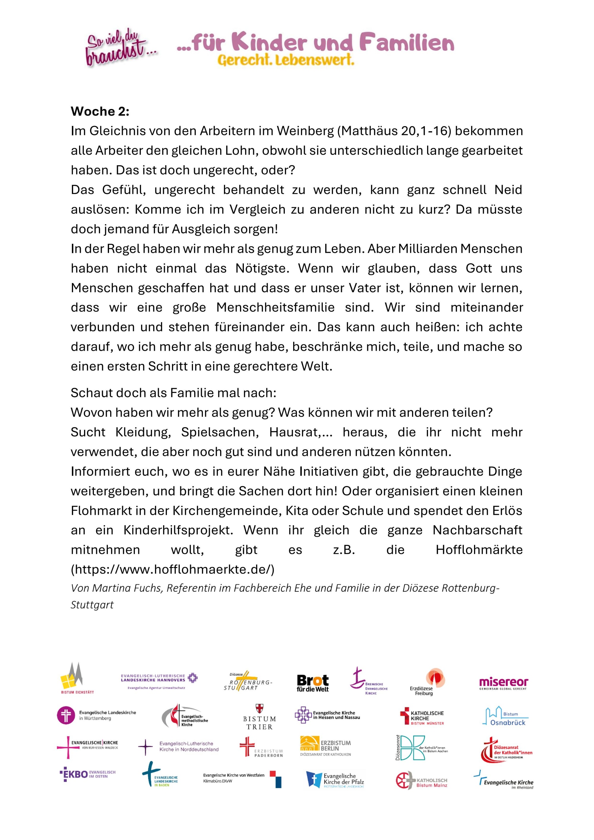 Klimafasten W2 Impulse für Familien