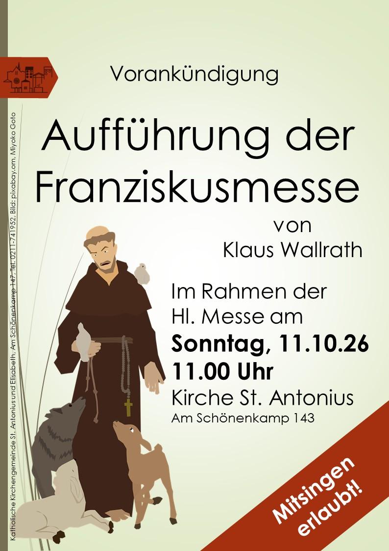 Vorankündigung Franziskusmesse